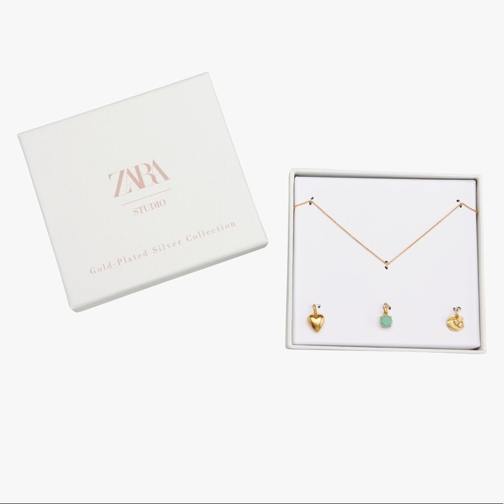 NWT. Zara Kids Sterling Silver Chain with Appliqués Plated in 24k Gold.